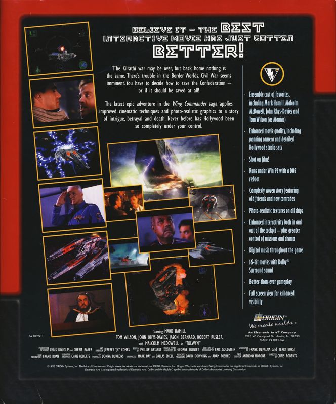 Back Cover for Wing Commander IV: The Price of Freedom (DOS)