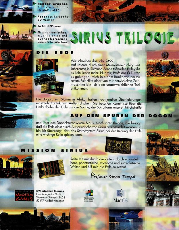 Back Cover for Die phantastische Reise nach Terra-Gon (Macintosh and Windows 3.x) (Re-release)