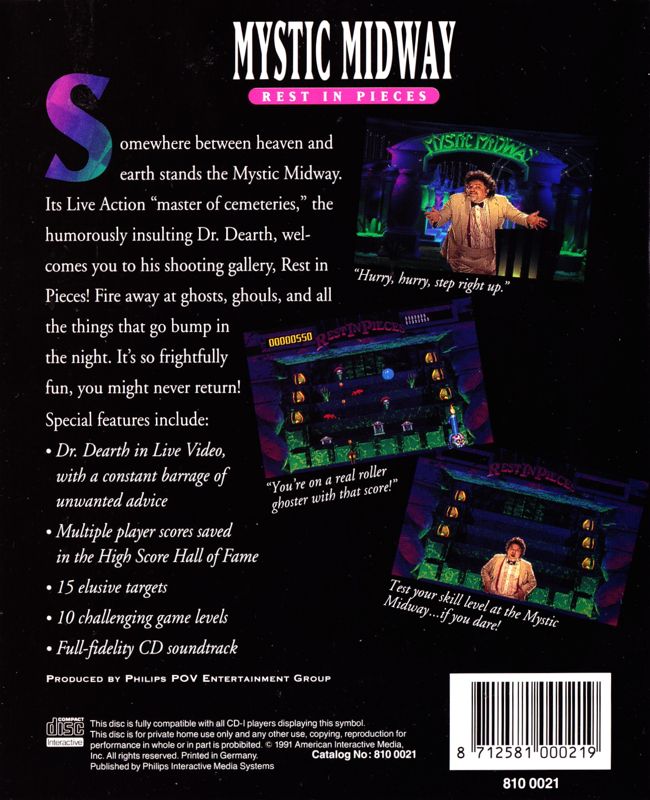 Back Cover for Mystic Midway: Rest in Pieces (CD-i)