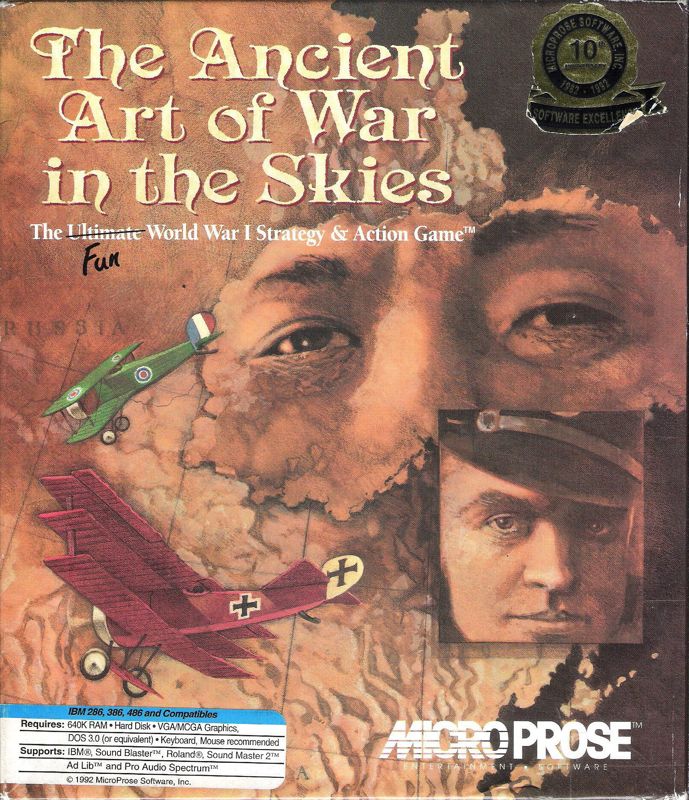 Front Cover for The Ancient Art of War in the Skies (DOS) (Different system requirements label)