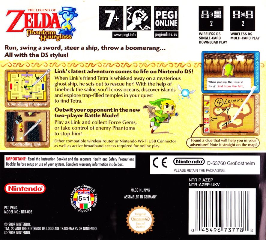 Back Cover for The Legend of Zelda: Phantom Hourglass (Nintendo DS)