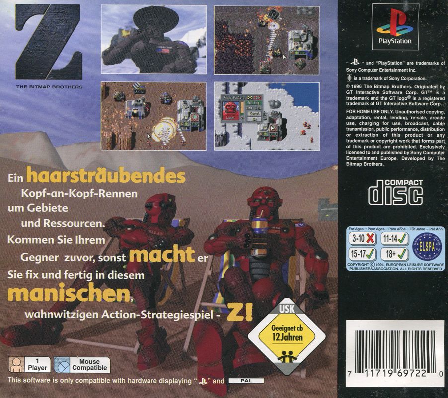 Back Cover for Z (PlayStation)