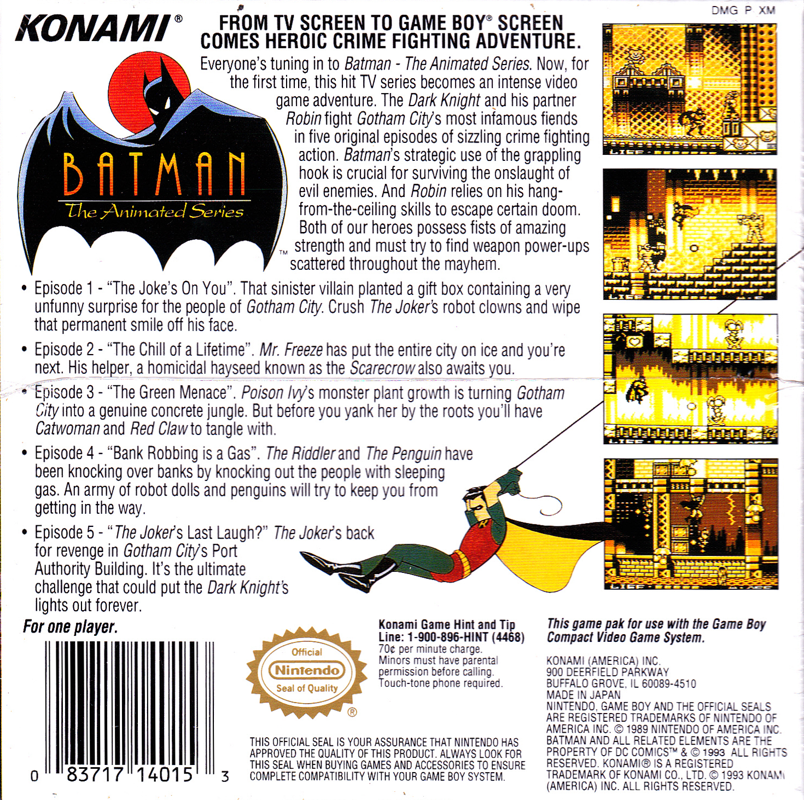 Batman: The Animated Series cover or packaging material - MobyGames