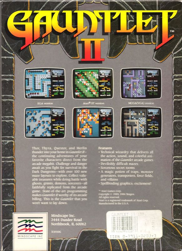 Back Cover for Gauntlet II (DOS) (5.25" Floppy Version)