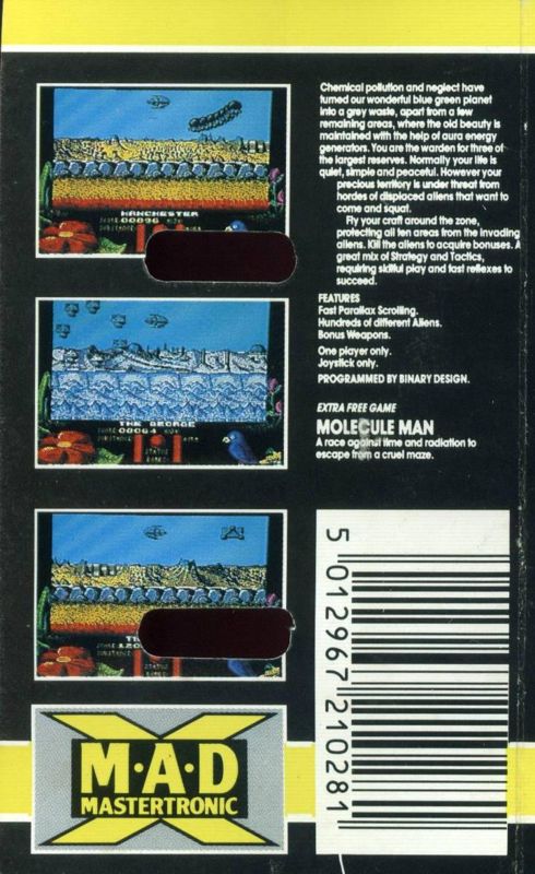 Back Cover for Energy Warrior + Molecule Man (ZX Spectrum)