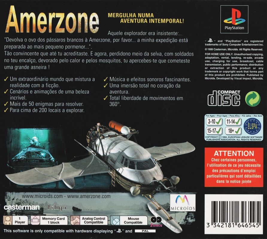 Back Cover for Amerzone: The Explorer's Legacy (PlayStation)