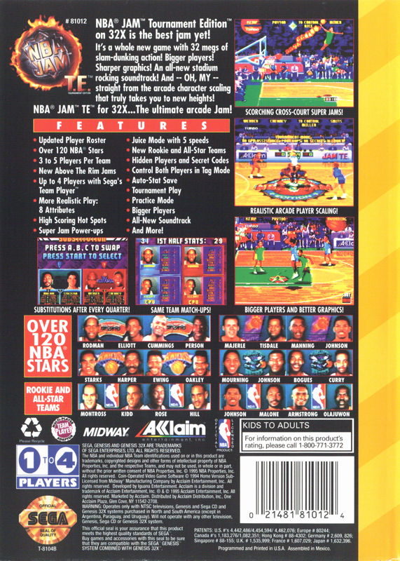 NBA Jam Tournament Edition cover or packaging material - MobyGames