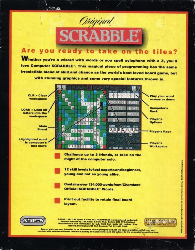 Back Cover for Scrabble (DOS)