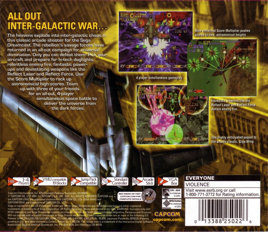 Back Cover for Giga Wing 2 (Dreamcast)