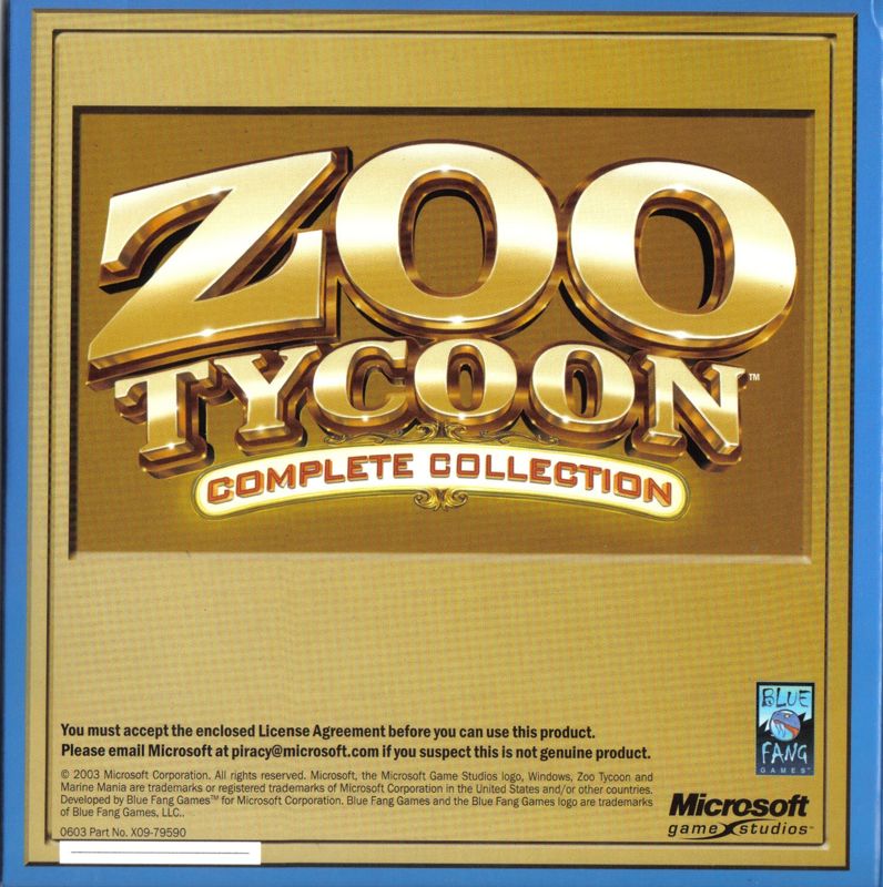 Other for Zoo Tycoon: Complete Collection (Windows): Cardboard Disc Case - Outside Back