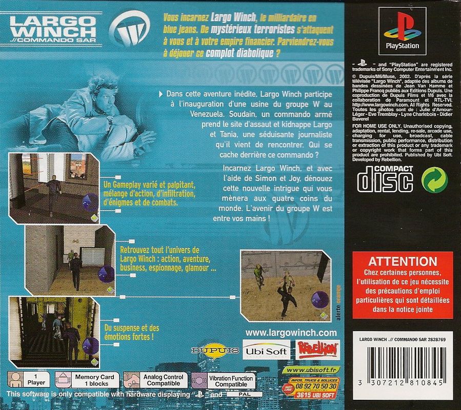 Largo Winch Commando Sar Cover Or Packaging Material Mobygames