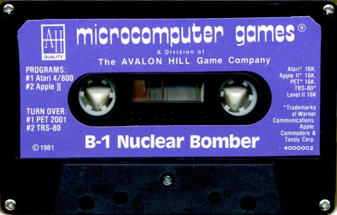 Media for B-1 Nuclear Bomber (Apple II and Atari 8-bit and Commodore PET/CBM and TRS-80)