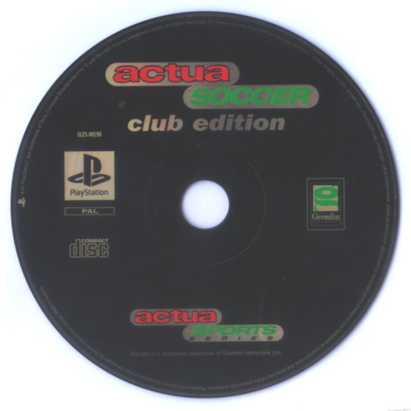 Media for Actua Soccer: Club Edition (PlayStation)