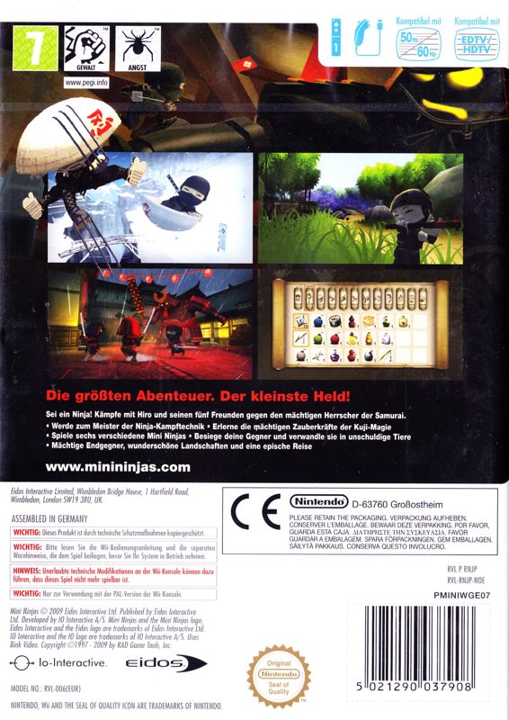Back Cover for Mini Ninjas (Wii)