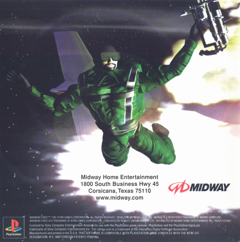 Inside Cover for Maximum Force (PlayStation): Front Reverse