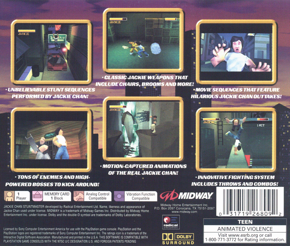 Back Cover for Jackie Chan Stuntmaster (PlayStation)