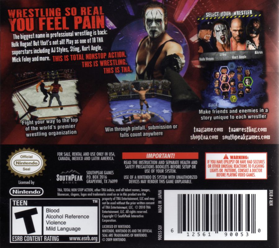 Back Cover for TNA iMPACT! Cross the Line (Nintendo DS)