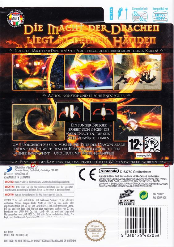 Back Cover for Dragon Blade: Wrath of Fire (Wii)