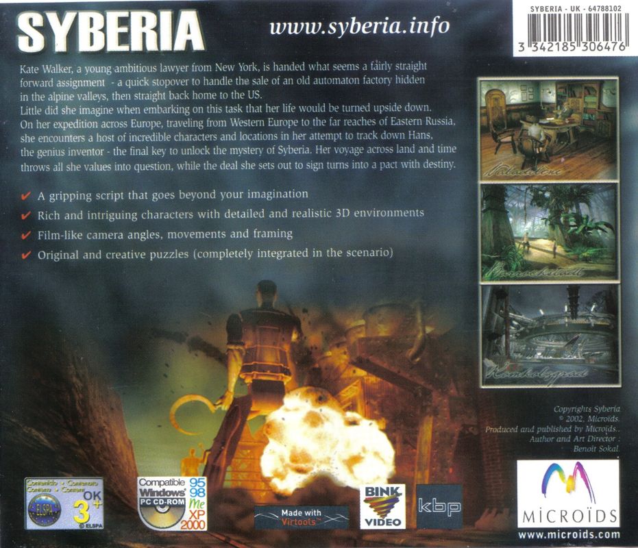 Other for Syberia (Windows): Jewel Case - Back