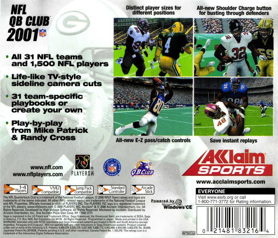Back Cover for NFL QB Club 2001 (Dreamcast)