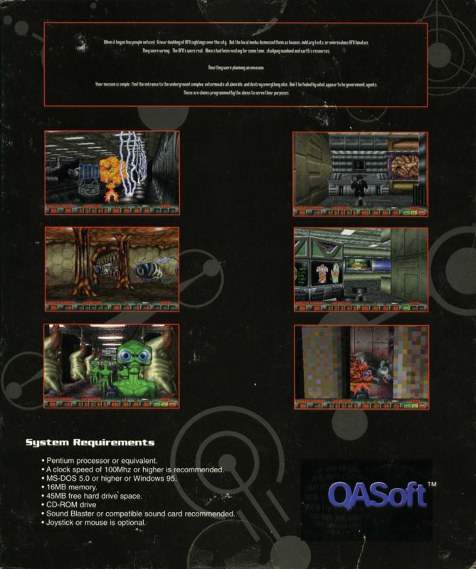 Back Cover for Alien Cabal (DOS and Windows)