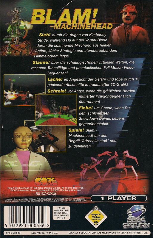 Back Cover for Machine Head (SEGA Saturn)