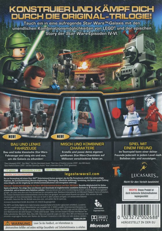 Back Cover for LEGO Star Wars II: The Original Trilogy (Xbox 360)