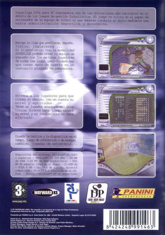 Back Cover for PC Calciatori 2004 (Windows)