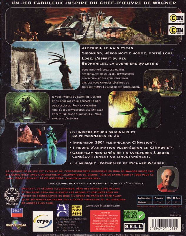 Back Cover for Ring: The Legend of the Nibelungen (Windows) (4 CD release)