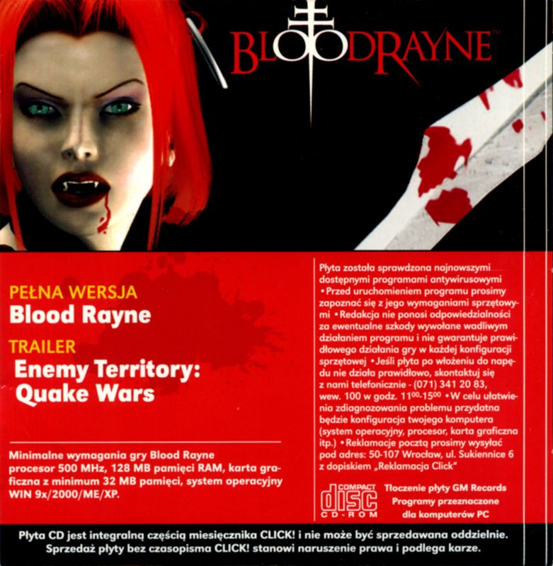 Other for BloodRayne (Windows) (Click! 8/2005 covermount): Sleeve - Back