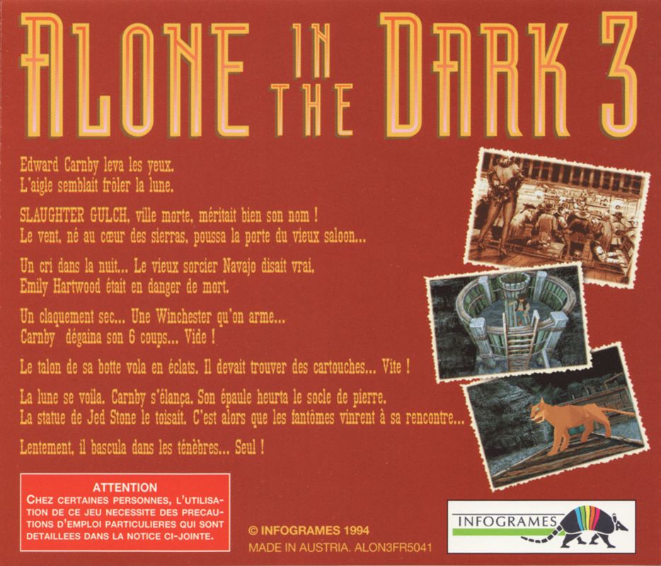 Other for Alone in the Dark: The Trilogy 1+2+3 (DOS): Alone in the Dark 3 Jewel Case - Back