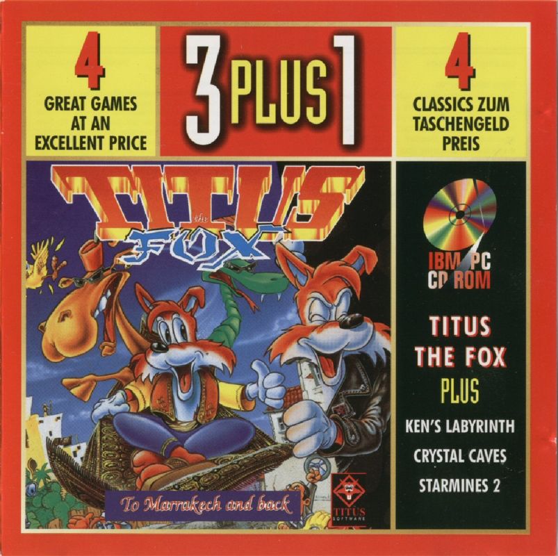 Front Cover for Titus the Fox: To Marrakech and Back Plus Ken's Labyrinth / Crystal Caves / StarMines 2 (DOS)