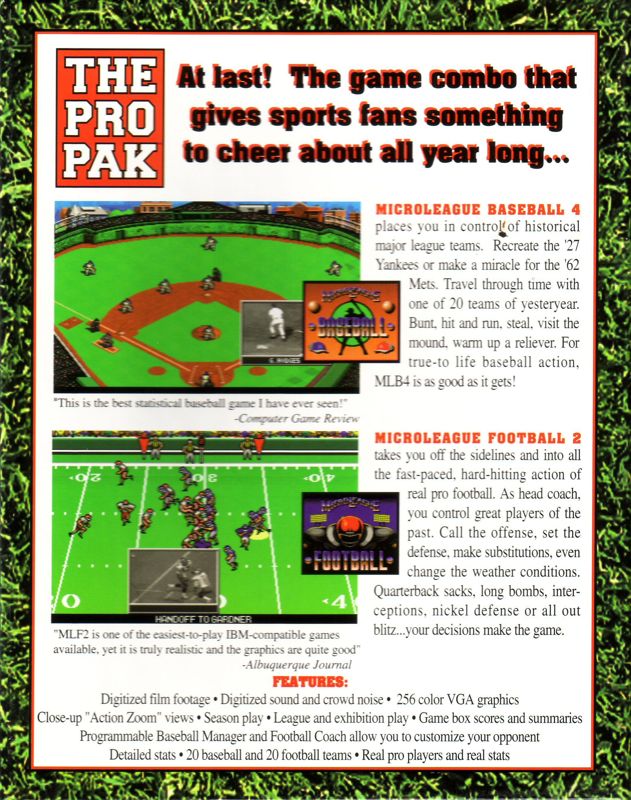 Back Cover for The Pro Pak (DOS)