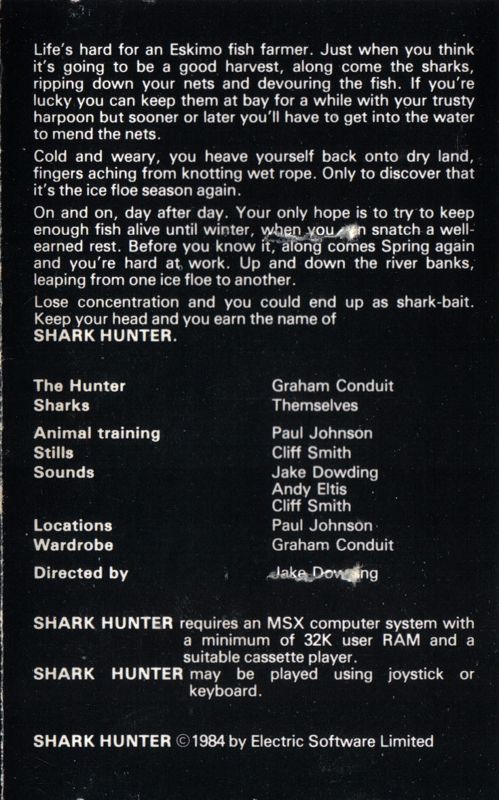 Inside Cover for Shark Hunter (MSX)