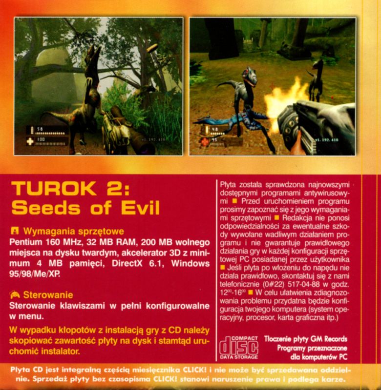 Back Cover for Turok 2: Seeds of Evil (Windows) (Click! 1/2004 covermount)