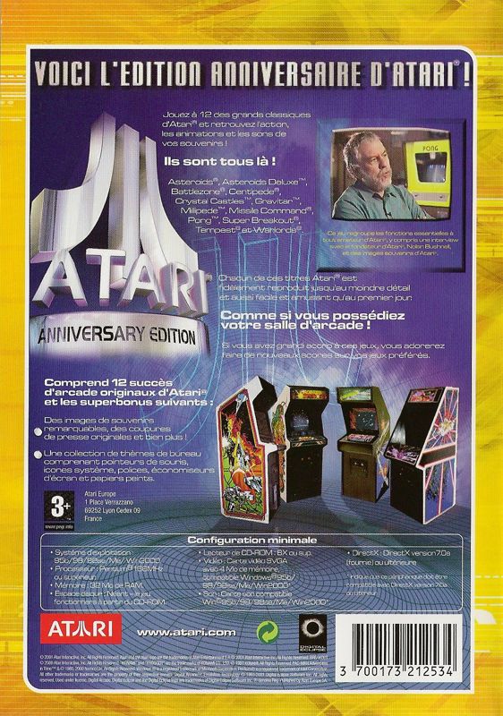 Back Cover for Atari: Anniversary Edition (Windows) (Atari Replay release)