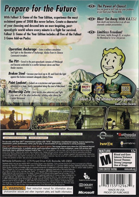 Fallout 3 Game of the Year Edition - XBOX ONE - XBOX 360 - Novo