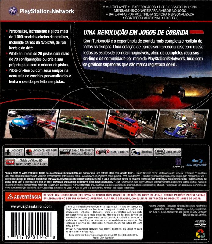 Back Cover for Gran Turismo 5 (PlayStation 3)