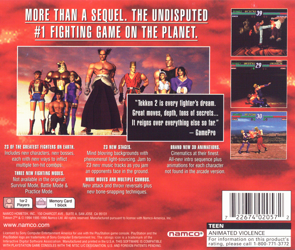 Back Cover for Tekken 2 (PlayStation)
