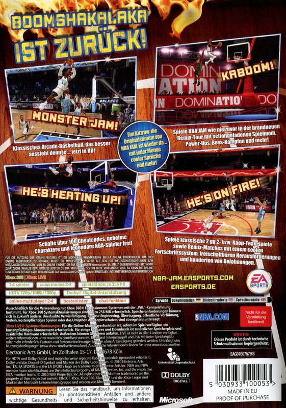 Back Cover for NBA Jam (Xbox 360)