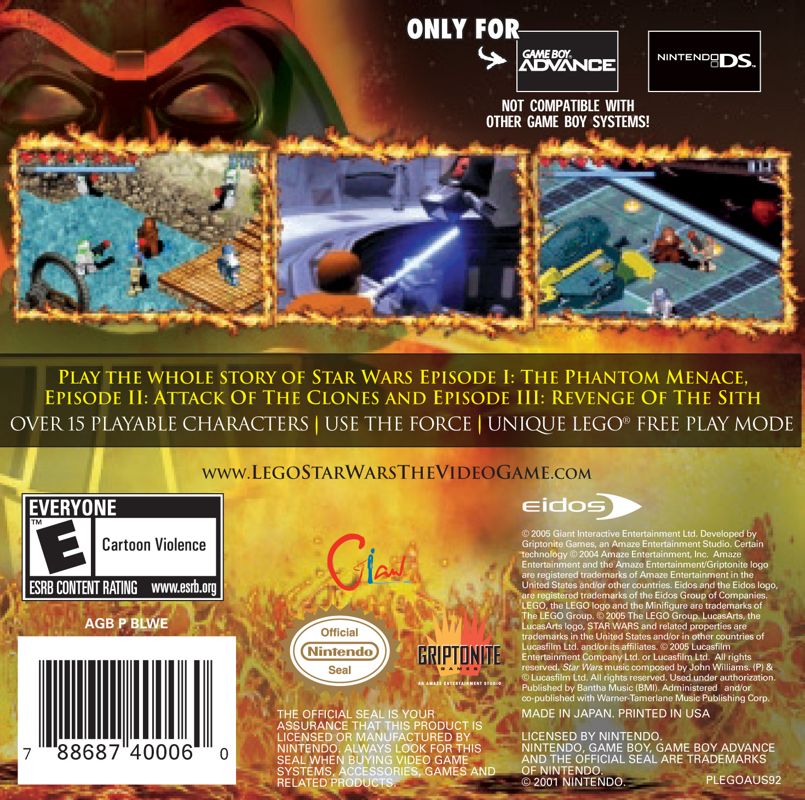 Back Cover for LEGO Star Wars: The Video Game (Game Boy Advance)