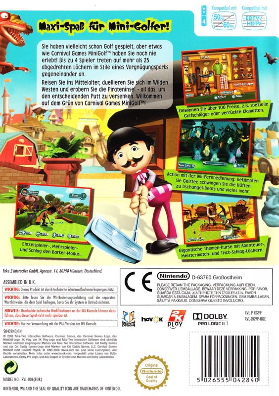 Back Cover for Carnival Games: Mini Golf (Wii)