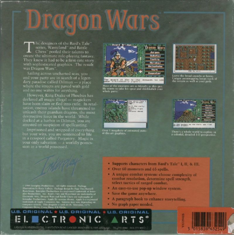 Back Cover for Dragon Wars (DOS)