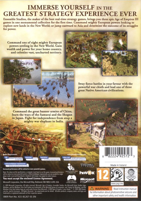 Back Cover for Age of Empires III: Complete Collection (Windows) (CD release)
