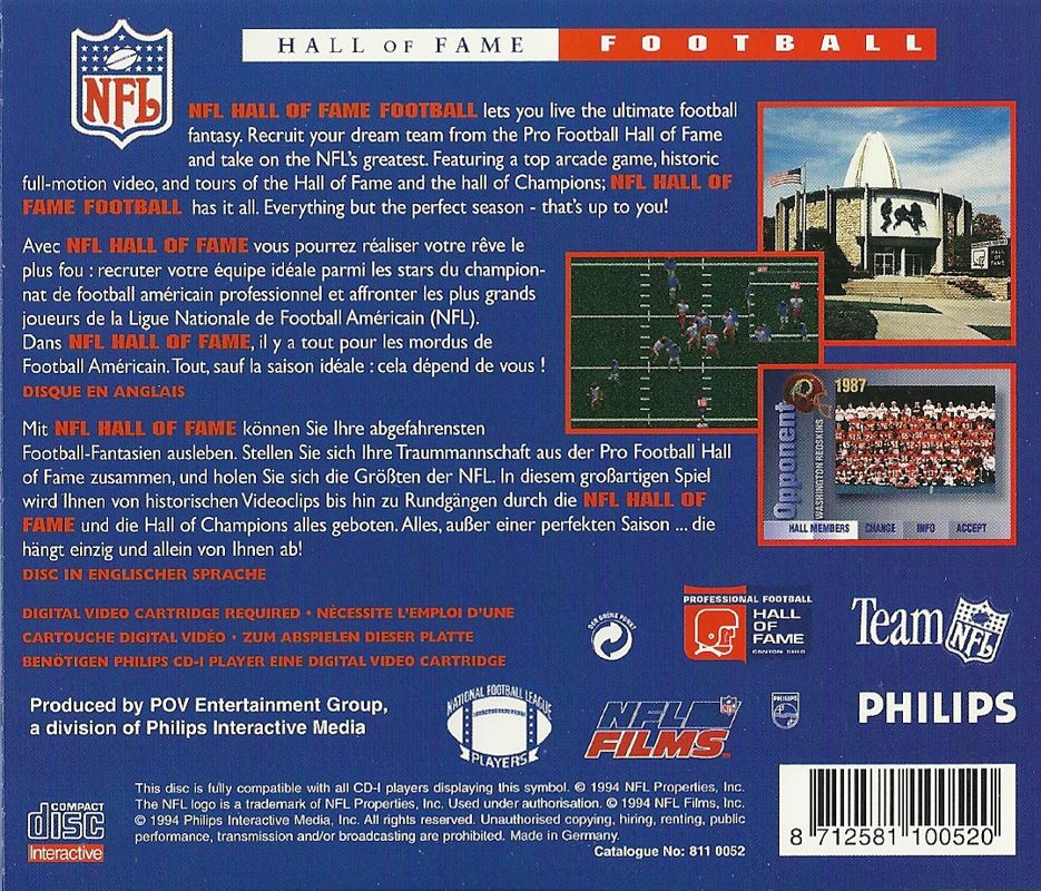 Back Cover for NFL Hall of Fame Football (CD-i)