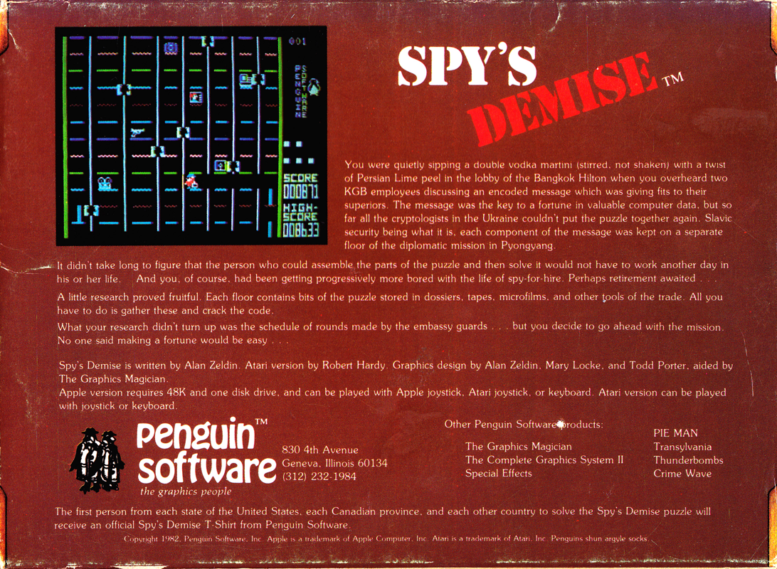 Back Cover for Spy's Demise (Apple II)