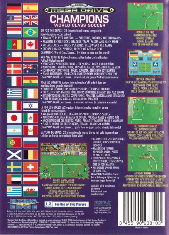Back Cover for Champions World Class Soccer (Genesis)