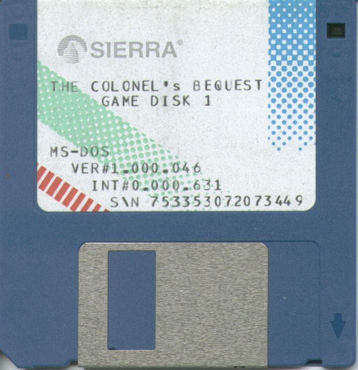 Media for The Colonel's Bequest (DOS): 3.5" Disk 1/4 (alternate print #2)