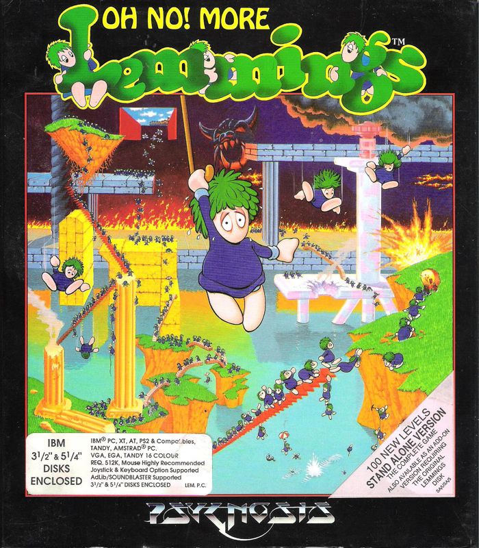Front Cover for Oh No! More Lemmings (DOS) (Stand Alone Version (Dual Media))