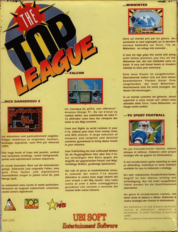 Back Cover for The Top League (Atari ST)